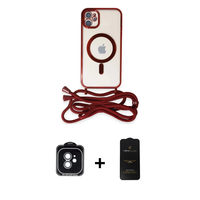 MARSİLYAN™- iPhone 11 Kılıf Eksen Özel Seri - Siyah 6D Antistatik Mat Seramik Hayalet Nano Ekran Koruyucu + PVD Metal Kamera Lens - YL