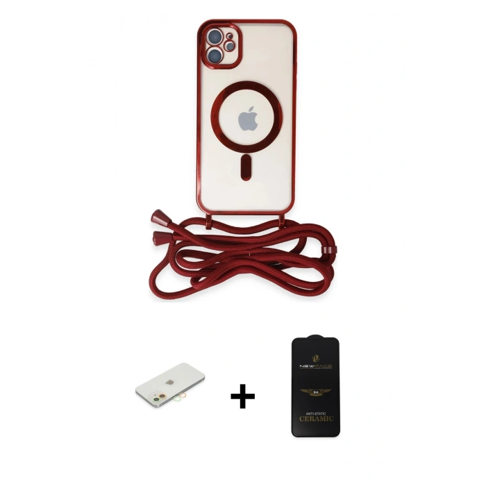 MARSİLYAN™- iPhone 11 Kılıf Eksen Özel Seri - Siyah 6D Antistatik Mat Seramik Hayalet Nano Ekran Koruyucu + Renkli Kamera Lens Koruma Cam - TU