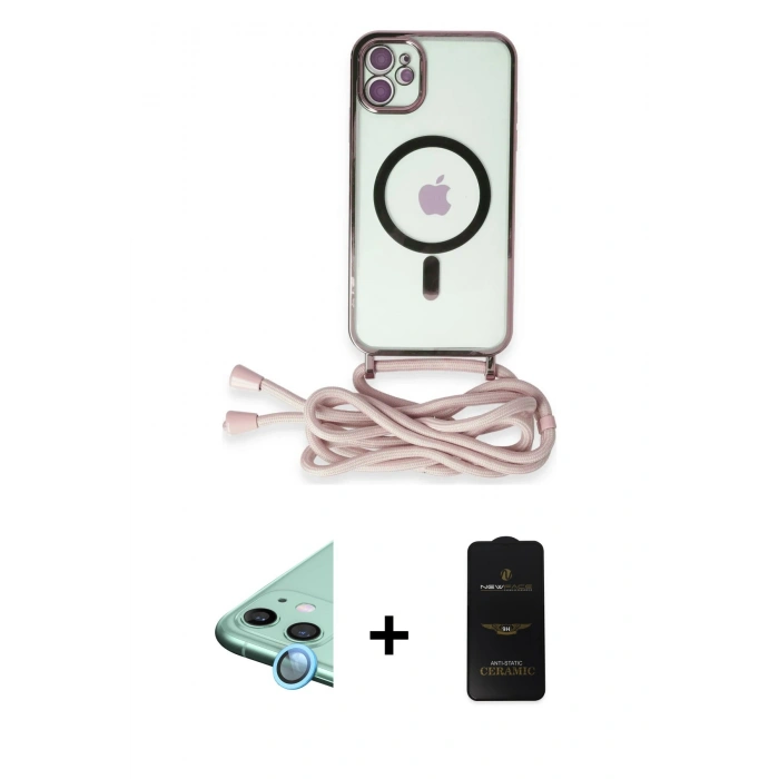 MARSİLYAN™- iPhone 11 Kılıf Eksen Özel Seri - Siyah 6D Antistatik Mat Seramik Hayalet Nano Ekran Koruyucu + Raze Metal Kamera Lens - MI