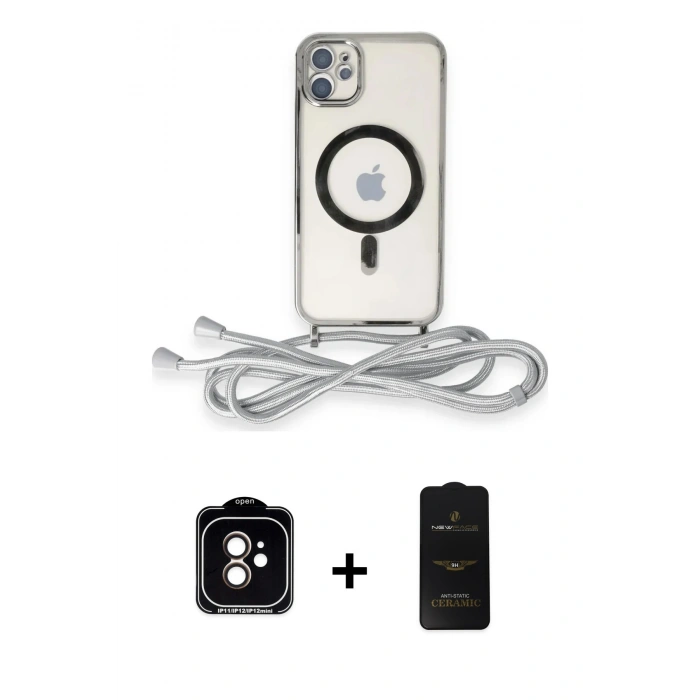 MARSİLYAN™- iPhone 11 Kılıf Eksen Özel Seri - Siyah 6D Antistatik Mat Seramik Hayalet Nano Ekran Koruyucu + PVD Metal Kamera Lens - TU