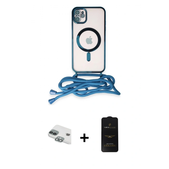 MARSİLYAN™- iPhone 11 Kılıf Eksen Özel Seri - Siyah 6D Antistatik Mat Seramik Hayalet Nano Ekran Koruyucu + Pers Alüminyum Kamera Lens - YL
