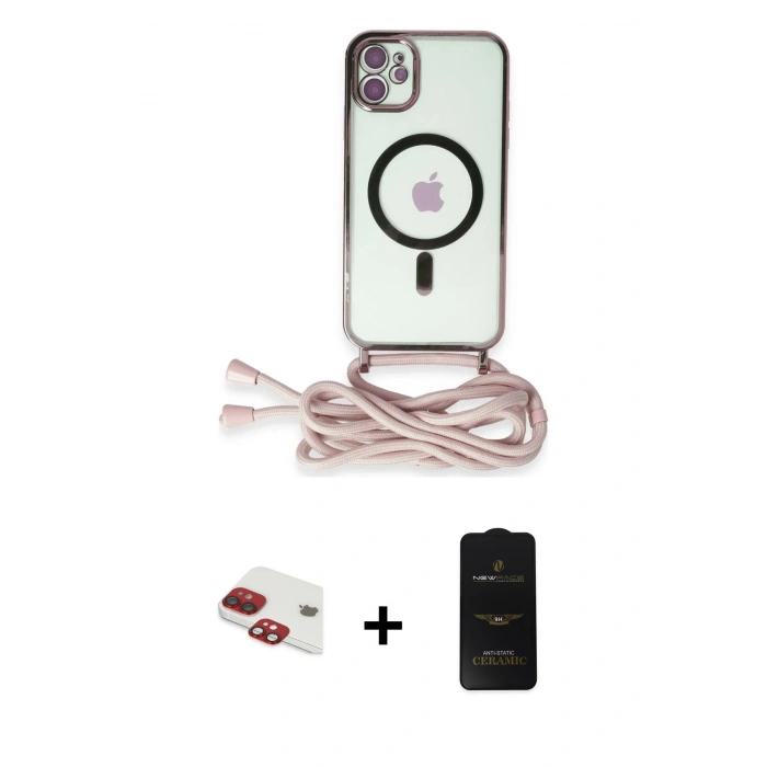 MARSİLYAN™- iPhone 11 Kılıf Eksen Özel Seri - Siyah 6D Antistatik Mat Seramik Hayalet Nano Ekran Koruyucu + Pers Alüminyum Kamera Lens - KI