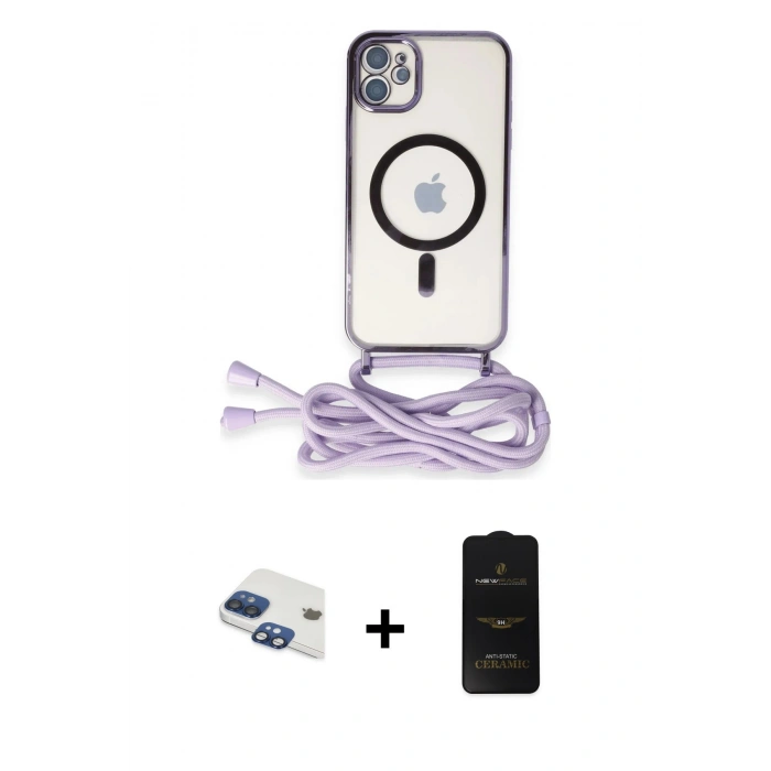 MARSİLYAN™- iPhone 11 Kılıf Eksen Özel Seri - Siyah 6D Antistatik Mat Seramik Hayalet Nano Ekran Koruyucu + Lacivert Pers Alüminyum Kamera Lens