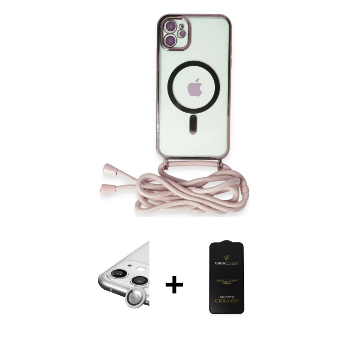 MARSİLYAN™- iPhone 11 Kılıf Eksen Özel Seri - Siyah 6D Antistatik Mat Seramik Hayalet Nano Ekran Koruyucu + Raze Metal Kamera Lens - GS