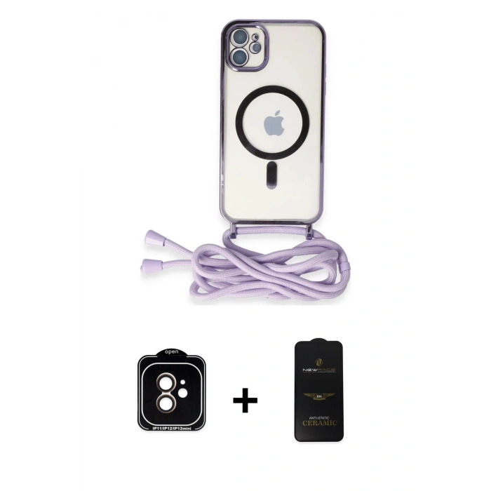 MARSİLYAN™- iPhone 11 Kılıf Eksen Özel Seri - Siyah 6D Antistatik Mat Seramik Hayalet Nano Ekran Koruyucu + PVD Metal Kamera Lens - TU