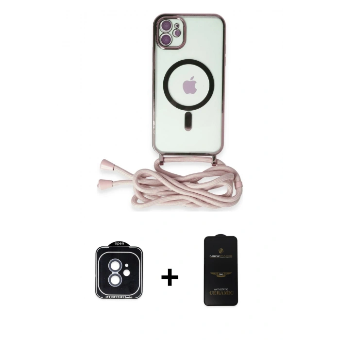 MARSİLYAN™- iPhone 11 Kılıf Eksen Özel Seri - Siyah 6D Antistatik Mat Seramik Hayalet Nano Ekran Koruyucu + PVD Metal Kamera Lens - MI