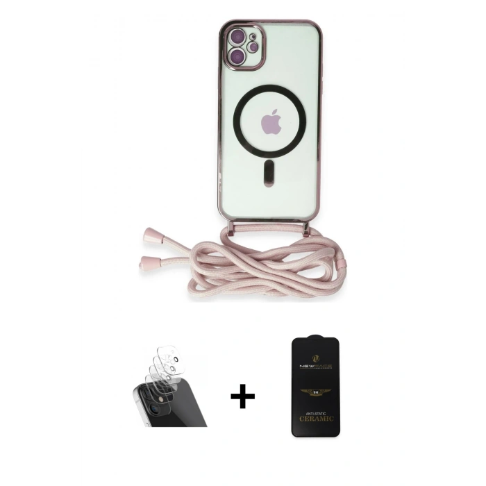 MARSİLYAN™- iPhone 11 Kılıf Eksen Özel Seri - Siyah 6D Antistatik Mat Seramik Hayalet Nano Ekran Koruyucu + Kamera Lens Koruma Cam - SF