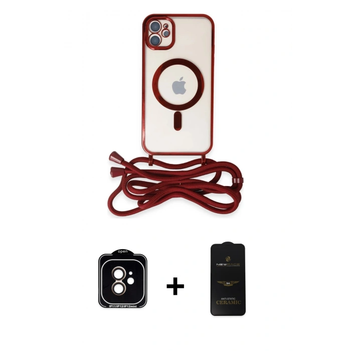MARSİLYAN™- iPhone 11 Kılıf Eksen Özel Seri - Siyah 6D Antistatik Mat Seramik Hayalet Nano Ekran Koruyucu + PVD Metal Kamera Lens - TU