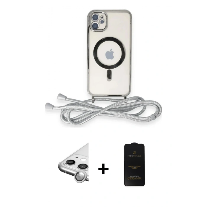 MARSİLYAN™- iPhone 11 Kılıf Eksen Özel Seri - Siyah 6D Antistatik Mat Seramik Hayalet Nano Ekran Koruyucu + Raze Metal Kamera Lens - GS