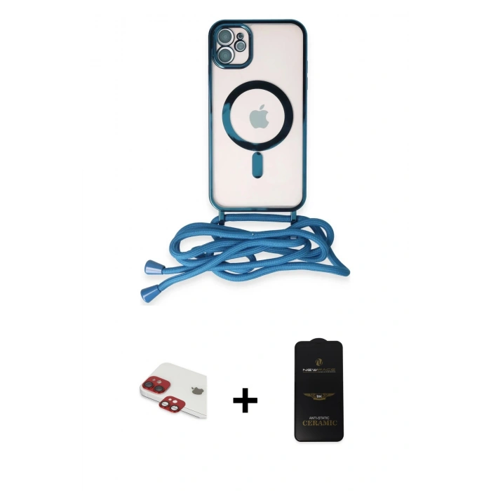MARSİLYAN™- iPhone 11 Kılıf Eksen Özel Seri - Siyah 6D Antistatik Mat Seramik Hayalet Nano Ekran Koruyucu + Pers Alüminyum Kamera Lens - KI