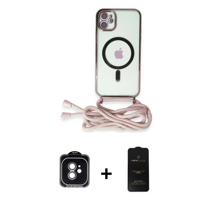 MARSİLYAN™- iPhone 11 Kılıf Eksen Özel Seri - Siyah 6D Antistatik Mat Seramik Hayalet Nano Ekran Koruyucu + PVD Metal Kamera Lens - YL