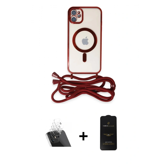 MARSİLYAN™- iPhone 11 Kılıf Eksen Özel Seri - Siyah 6D Antistatik Mat Seramik Hayalet Nano Ekran Koruyucu + Kamera Lens Koruma Cam - SF