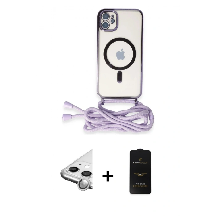 MARSİLYAN™- iPhone 11 Kılıf Eksen Özel Seri - Siyah 6D Antistatik Mat Seramik Hayalet Nano Ekran Koruyucu + Raze Metal Kamera Lens - GS