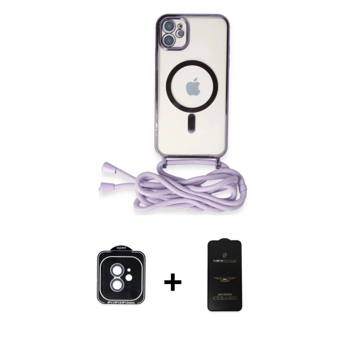 MARSİLYAN™- iPhone 11 Kılıf Eksen Özel Seri - Siyah 6D Antistatik Mat Seramik Hayalet Nano Ekran Koruyucu + PVD Metal Kamera Lens - MI