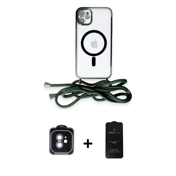 MARSİLYAN™- iPhone 11 Kılıf Eksen Özel Seri - Siyah 6D Antistatik Mat Seramik Hayalet Nano Ekran Koruyucu + PVD Metal Kamera Lens - MI
