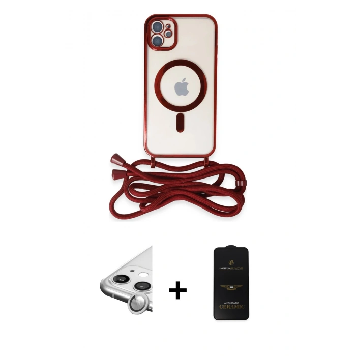 MARSİLYAN™- iPhone 11 Kılıf Eksen Özel Seri - Siyah 6D Antistatik Mat Seramik Hayalet Nano Ekran Koruyucu + Raze Metal Kamera Lens - GS