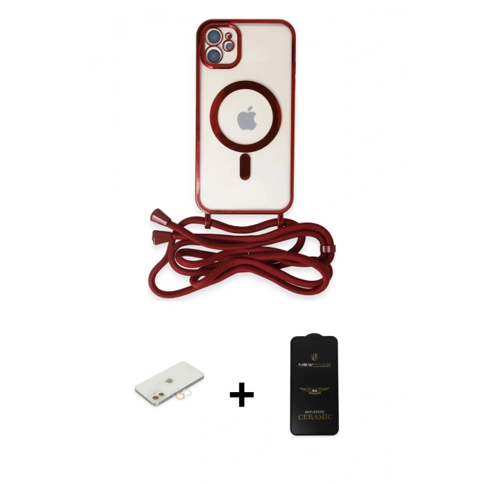 MARSİLYAN™- iPhone 11 Kılıf Eksen Özel Seri - Siyah 6D Antistatik Mat Seramik Hayalet Nano Ekran Koruyucu + Renkli Kamera Lens Koruma Cam - SI