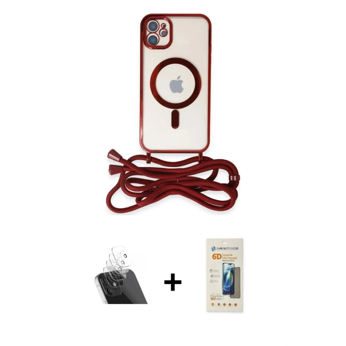 MARSİLYAN™- iPhone 11 Kılıf Eksen Özel Seri - Siyah 6D Mat Seramik Hayalet Nano Ekran Koruyucu + Kamera Lens Koruma Cam - SF