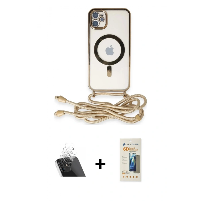 MARSİLYAN™- iPhone 11 Kılıf Eksen Özel Seri - Siyah 6D Mat Seramik Hayalet Nano Ekran Koruyucu + Kamera Lens Koruma Cam - SF