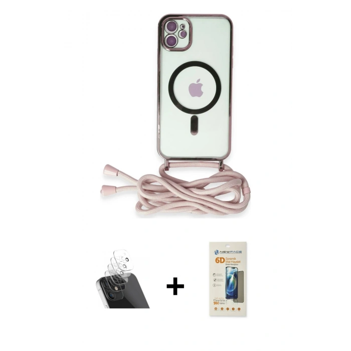 MARSİLYAN™- iPhone 11 Kılıf Eksen Özel Seri - Siyah 6D Mat Seramik Hayalet Nano Ekran Koruyucu + Kamera Lens Koruma Cam - SF