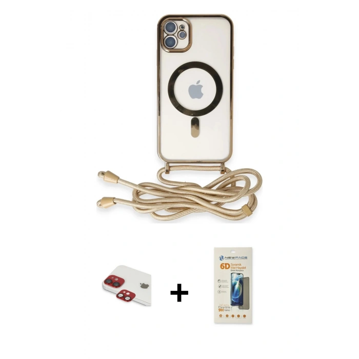 MARSİLYAN™- iPhone 11 Kılıf Eksen Özel Seri - Siyah 6D Mat Seramik Hayalet Nano Ekran Koruyucu + Pers Alüminyum Kamera Lens - KI