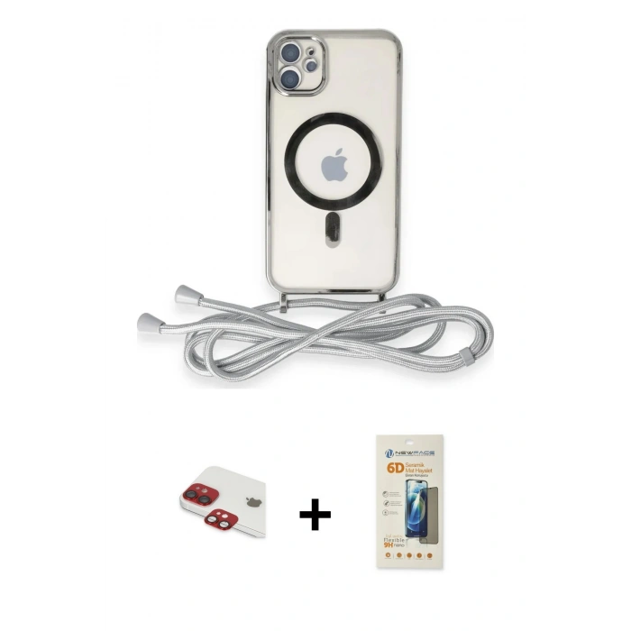 MARSİLYAN™- iPhone 11 Kılıf Eksen Özel Seri - Siyah 6D Mat Seramik Hayalet Nano Ekran Koruyucu + Pers Alüminyum Kamera Lens - KI