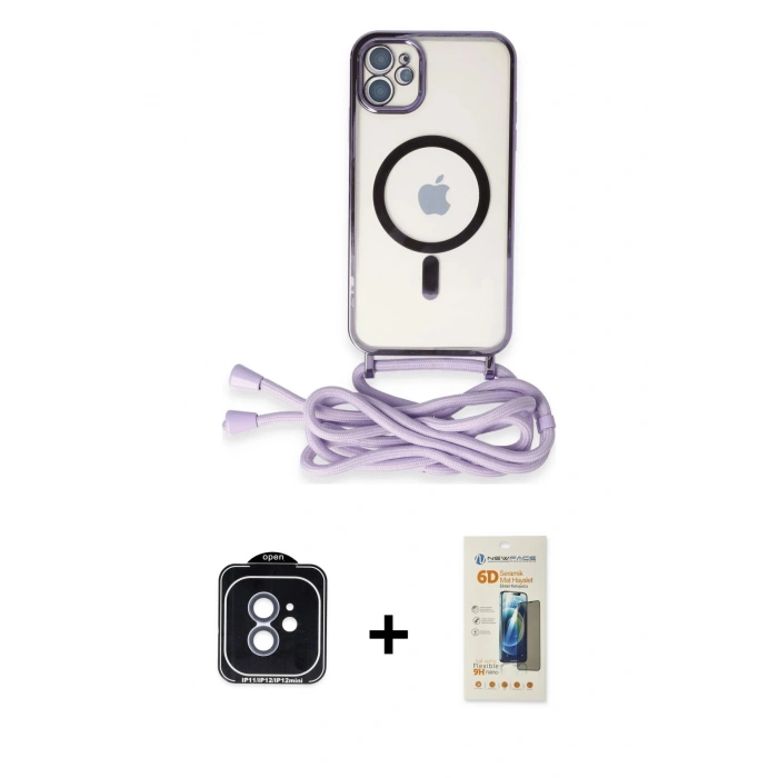 MARSİLYAN™- iPhone 11 Kılıf Eksen Özel Seri - Siyah 6D Mat Seramik Hayalet Nano Ekran Koruyucu + PVD Metal Kamera Lens - MI