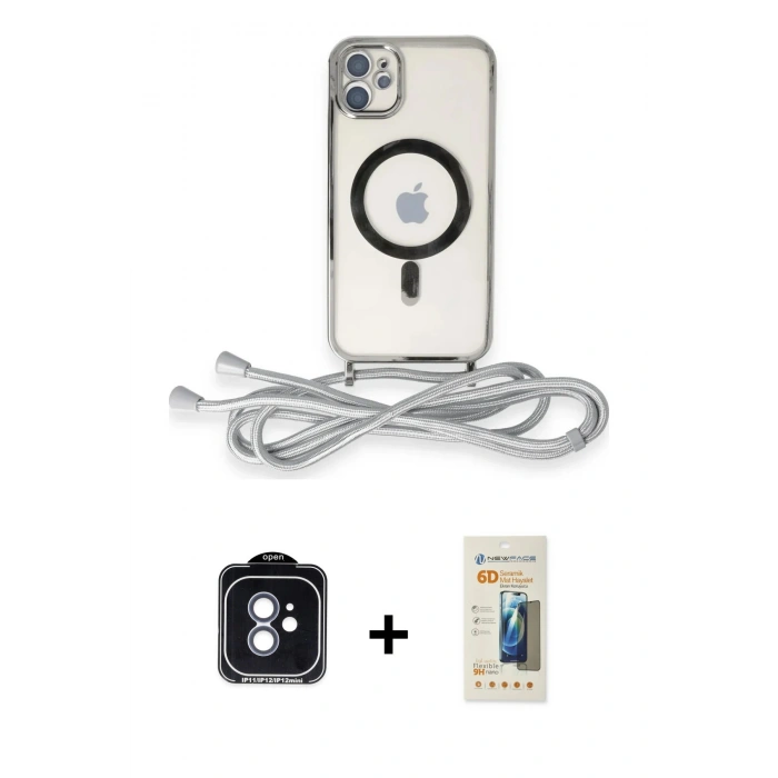 MARSİLYAN™- iPhone 11 Kılıf Eksen Özel Seri - Siyah 6D Mat Seramik Hayalet Nano Ekran Koruyucu + PVD Metal Kamera Lens - MI