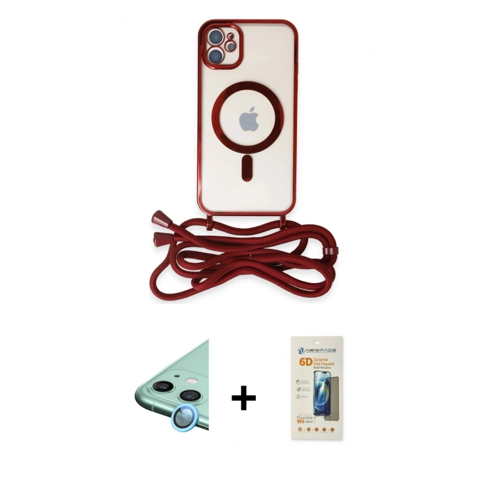 MARSİLYAN™- iPhone 11 Kılıf Eksen Özel Seri - Siyah 6D Mat Seramik Hayalet Nano Ekran Koruyucu + Raze Metal Kamera Lens - MI
