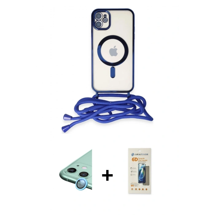 MARSİLYAN™- iPhone 11 Kılıf Eksen Özel Seri - Siyah 6D Mat Seramik Hayalet Nano Ekran Koruyucu + Raze Metal Kamera Lens - MI