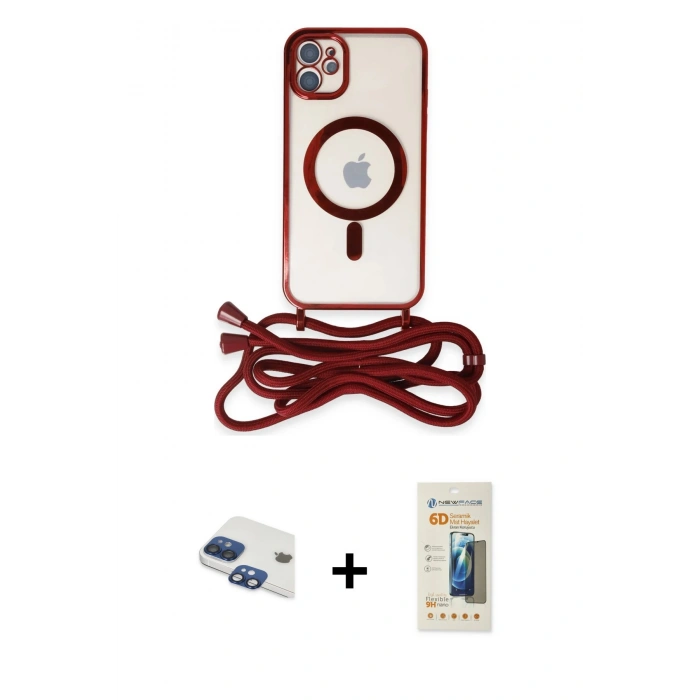 MARSİLYAN™- iPhone 11 Kılıf Eksen Özel Seri - Siyah 6D Mat Seramik Hayalet Nano Ekran Koruyucu + Pers Alüminyum Kamera Lens - LT
