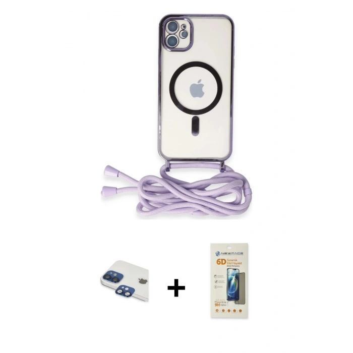 MARSİLYAN™- iPhone 11 Kılıf Eksen Özel Seri - Siyah 6D Mat Seramik Hayalet Nano Ekran Koruyucu + Pers Alüminyum Kamera Lens - LT