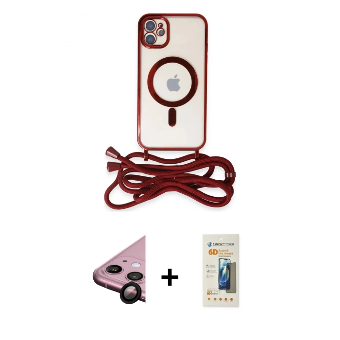 MARSİLYAN™- iPhone 11 Kılıf Eksen Özel Seri - Siyah 6D Mat Seramik Hayalet Nano Ekran Koruyucu + Raze Metal Kamera Lens - SH
