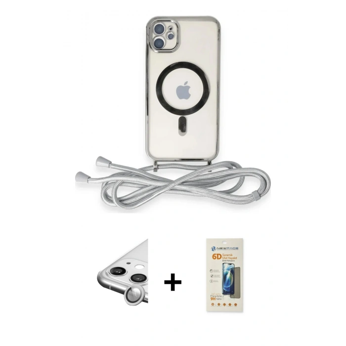 MARSİLYAN™- iPhone 11 Kılıf Eksen Özel Seri - Siyah 6D Mat Seramik Hayalet Nano Ekran Koruyucu + Raze Metal Kamera Lens - GS