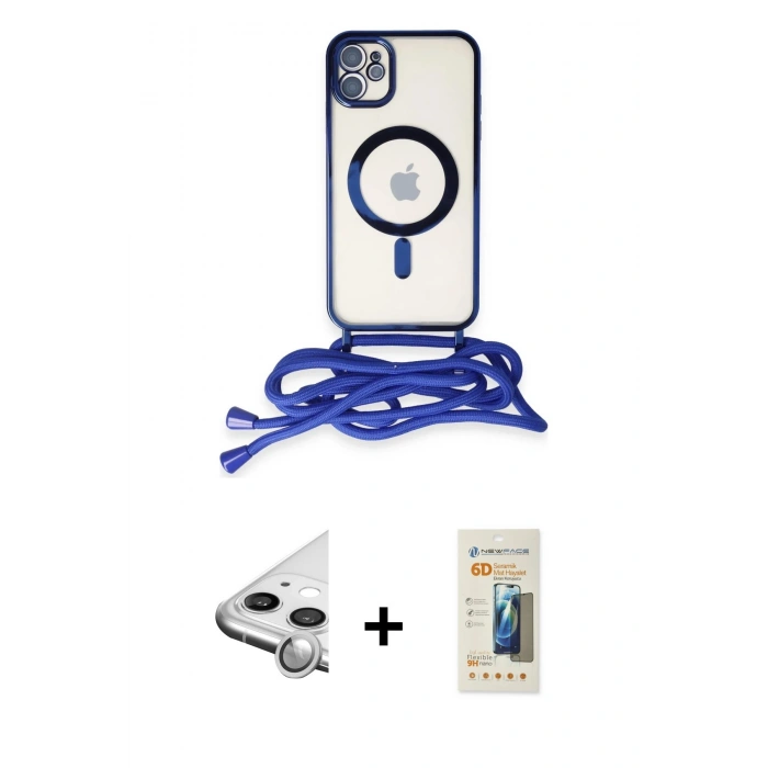 MARSİLYAN™- iPhone 11 Kılıf Eksen Özel Seri - Siyah 6D Mat Seramik Hayalet Nano Ekran Koruyucu + Raze Metal Kamera Lens - GS