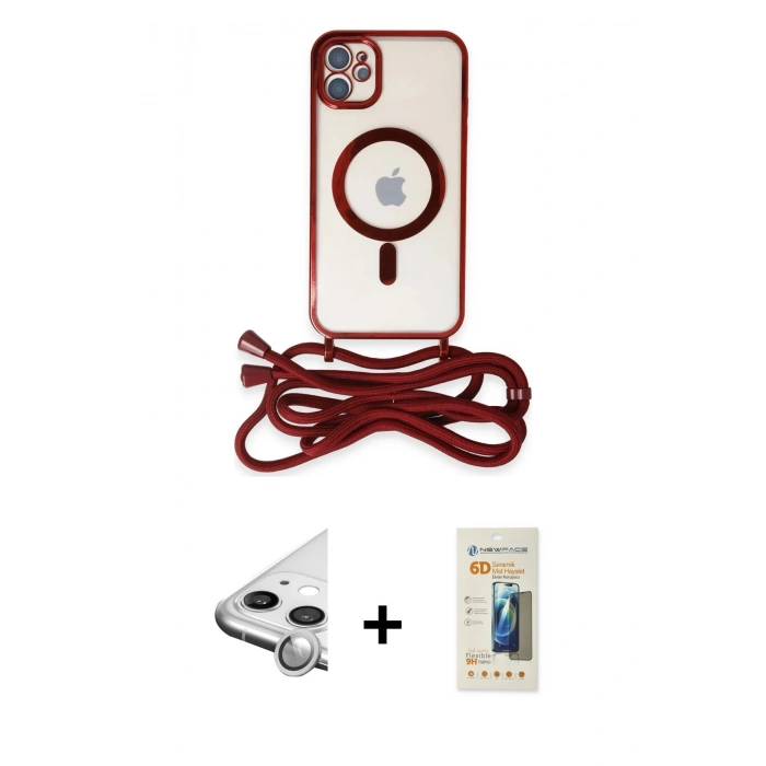 MARSİLYAN™- iPhone 11 Kılıf Eksen Özel Seri - Siyah 6D Mat Seramik Hayalet Nano Ekran Koruyucu + Raze Metal Kamera Lens - GS