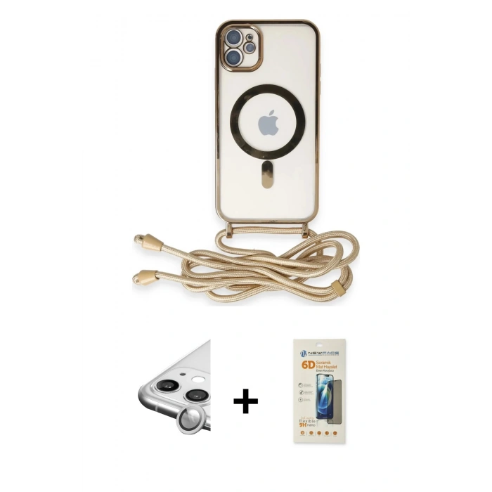 MARSİLYAN™- iPhone 11 Kılıf Eksen Özel Seri - Siyah 6D Mat Seramik Hayalet Nano Ekran Koruyucu + Raze Metal Kamera Lens - GS