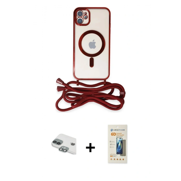 MARSİLYAN™- iPhone 11 Kılıf Eksen Özel Seri - Siyah 6D Mat Seramik Hayalet Nano Ekran Koruyucu + Pers Alüminyum Kamera Lens - YL