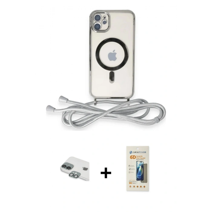 MARSİLYAN™- iPhone 11 Kılıf Eksen Özel Seri - Siyah 6D Mat Seramik Hayalet Nano Ekran Koruyucu + Pers Alüminyum Kamera Lens - YL
