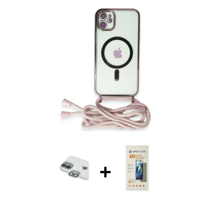 MARSİLYAN™- iPhone 11 Kılıf Eksen Özel Seri - Siyah 6D Mat Seramik Hayalet Nano Ekran Koruyucu + Pers Alüminyum Kamera Lens - YL