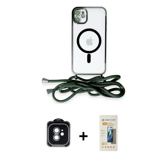 MARSİLYAN™- iPhone 11 Kılıf Eksen Özel Seri - Siyah 6D Mat Seramik Hayalet Nano Ekran Koruyucu + PVD Metal Kamera Lens - YL