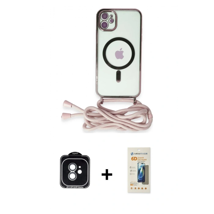 MARSİLYAN™- iPhone 11 Kılıf Eksen Özel Seri - Siyah 6D Mat Seramik Hayalet Nano Ekran Koruyucu + PVD Metal Kamera Lens - YL