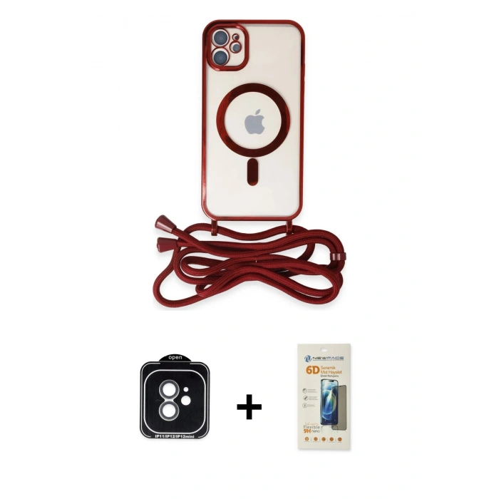 MARSİLYAN™- iPhone 11 Kılıf Eksen Özel Seri - Siyah 6D Mat Seramik Hayalet Nano Ekran Koruyucu + PVD Metal Kamera Lens - YL