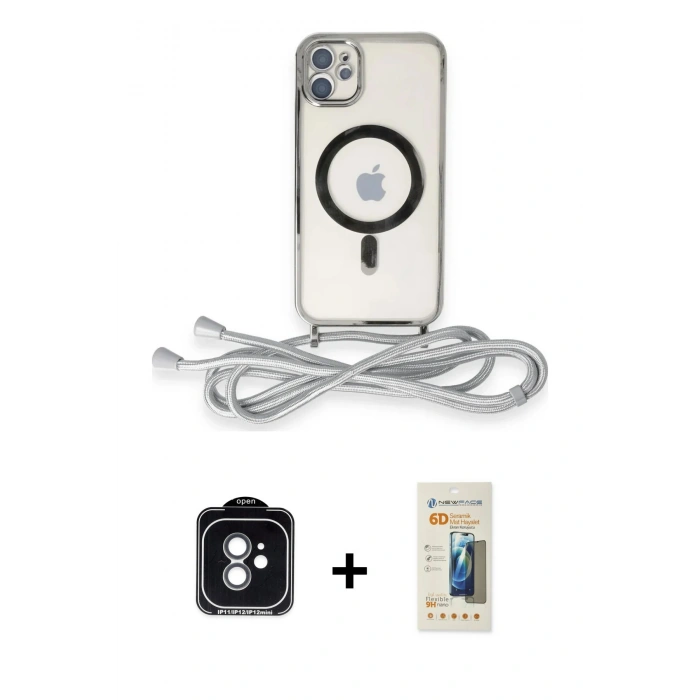 MARSİLYAN™- iPhone 11 Kılıf Eksen Özel Seri - Siyah 6D Mat Seramik Hayalet Nano Ekran Koruyucu + PVD Metal Kamera Lens - YL