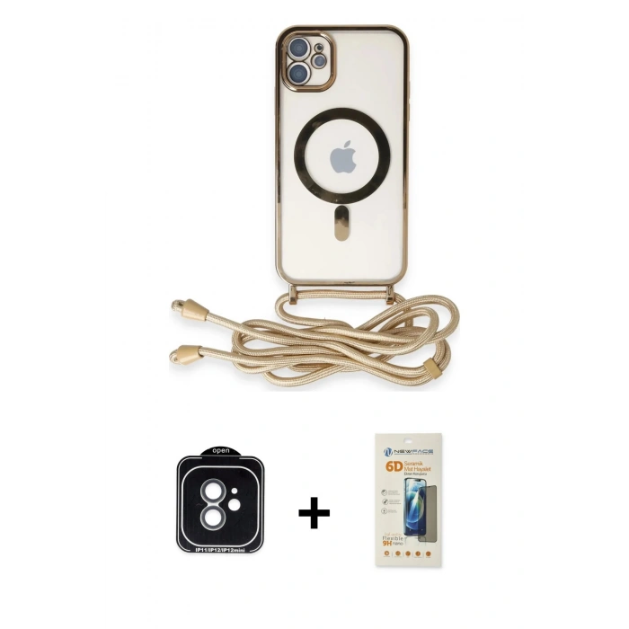 MARSİLYAN™- iPhone 11 Kılıf Eksen Özel Seri - Siyah 6D Mat Seramik Hayalet Nano Ekran Koruyucu + PVD Metal Kamera Lens - YL