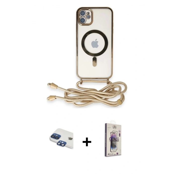 MARSİLYAN™- iPhone 11 Kılıf Eksen Özel Seri - Siyah Bilvis 3D Cam Ekran Koruyucu + Pers Alüminyum Kamera Lens - LT