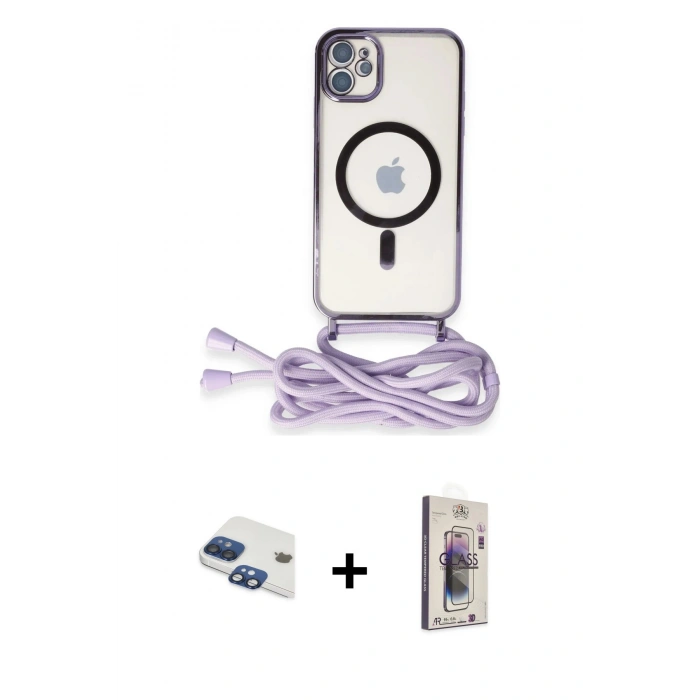 MARSİLYAN™- iPhone 11 Kılıf Eksen Özel Seri - Siyah Bilvis 3D Cam Ekran Koruyucu + Pers Alüminyum Kamera Lens - LT
