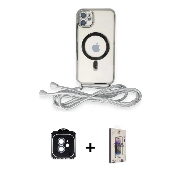 MARSİLYAN™- iPhone 11 Kılıf Eksen Özel Seri - Siyah Bilvis 3D Cam Ekran Koruyucu + PVD Metal Kamera Lens - MI