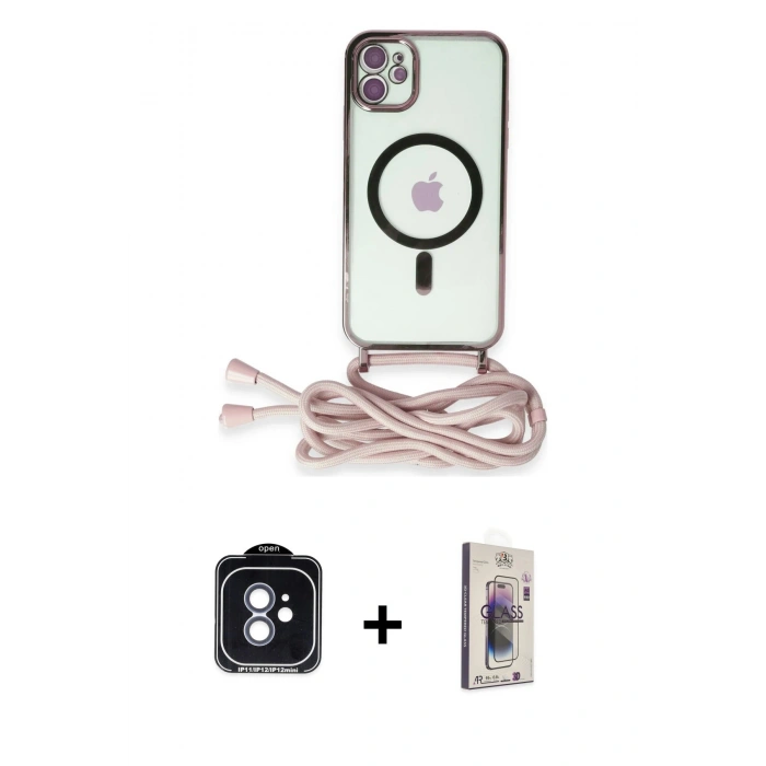 MARSİLYAN™- iPhone 11 Kılıf Eksen Özel Seri - Siyah Bilvis 3D Cam Ekran Koruyucu + PVD Metal Kamera Lens - MI