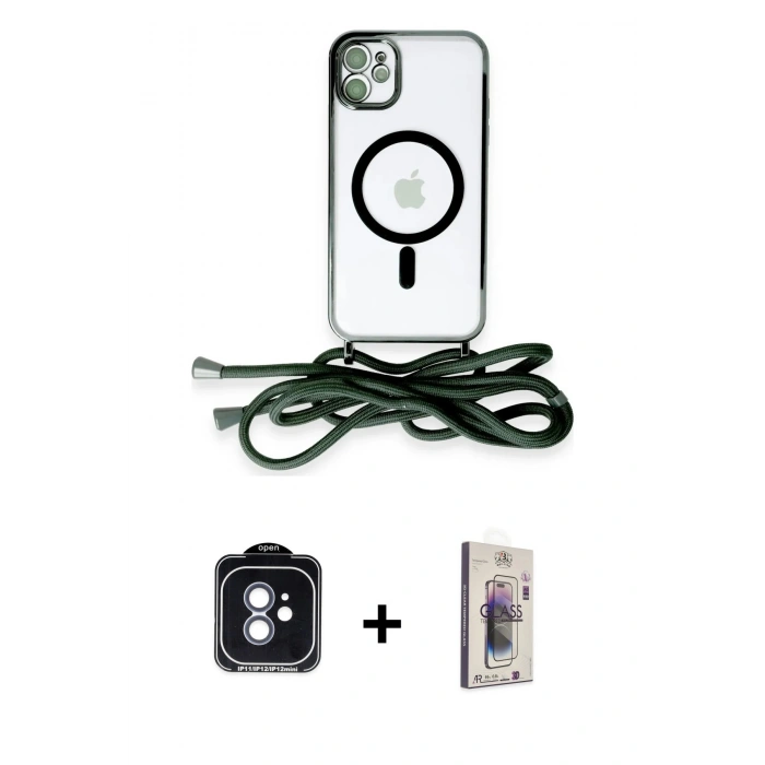 MARSİLYAN™- iPhone 11 Kılıf Eksen Özel Seri - Siyah Bilvis 3D Cam Ekran Koruyucu + PVD Metal Kamera Lens - MI